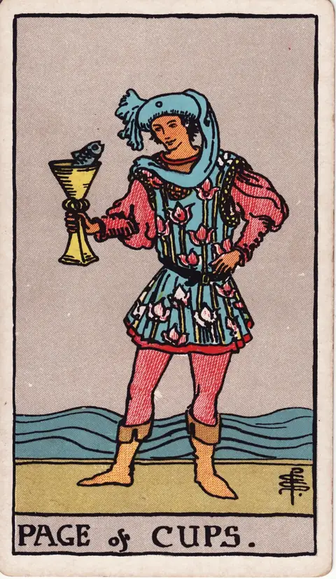 Tarotkarte Bube der Kelche aus dem Deck von Pamela Colman Smith (1909)