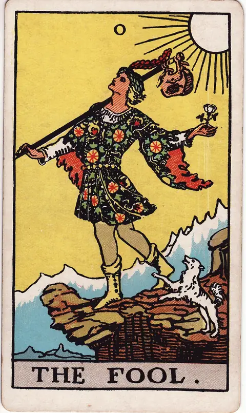 Tarotkarte Der Narr aus dem Deck von Pamela Colman Smith (1909)