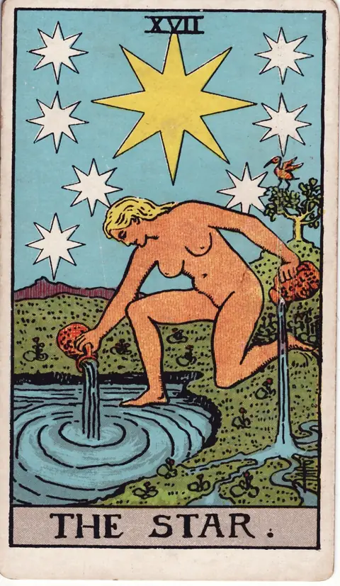 The Star tarot card from the 1909 deck by Pamela Colman Smith