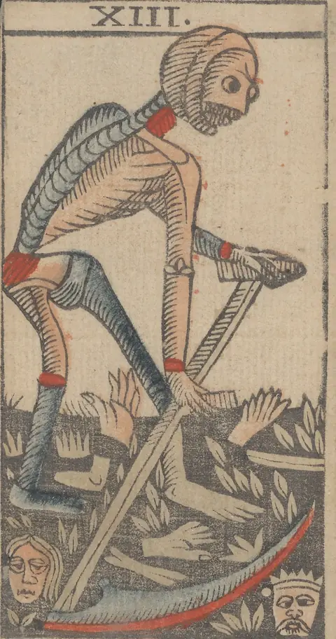 L'Arcane sans nom, carte XIII du tarot de Marseille de Jean-Pierre Payen, Avignon, 1713