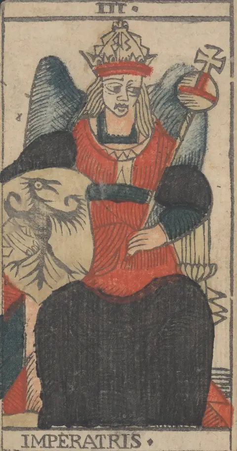 L'Impératrice, carte III du tarot de Marseille de Jean-Pierre Payen, Avignon, 1713