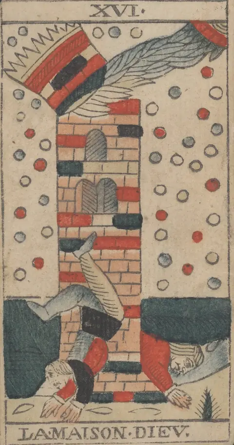 La Maison Dieu, carte XVI du tarot de Marseille de Jean-Pierre Payen, Avignon, 1713