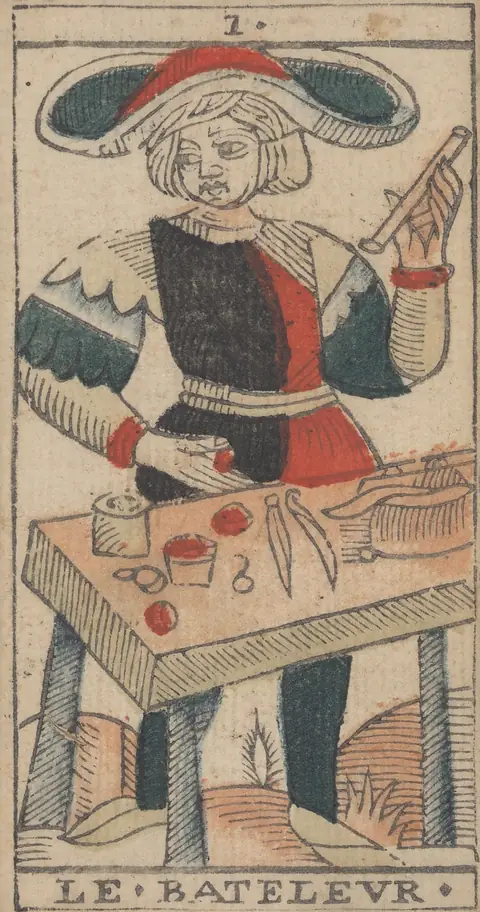 Le Bateleur, carte I du tarot de Marseille de Jean-Pierre Payen, Avignon, 1713