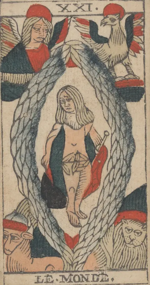 Le Monde, carte XXI du tarot de Marseille de Jean-Pierre Payen, Avignon, 1713